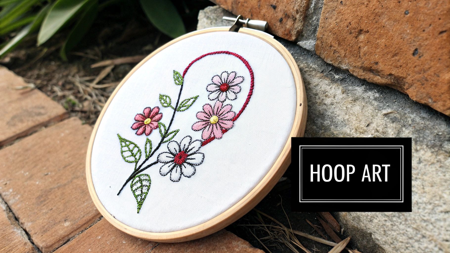 Hoop Art with Simple Line Drawings
