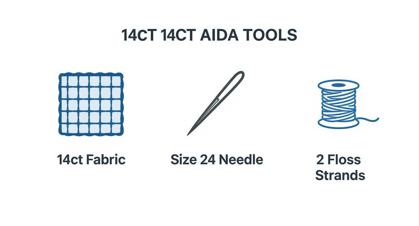Infographic about 14 ct aida cloth