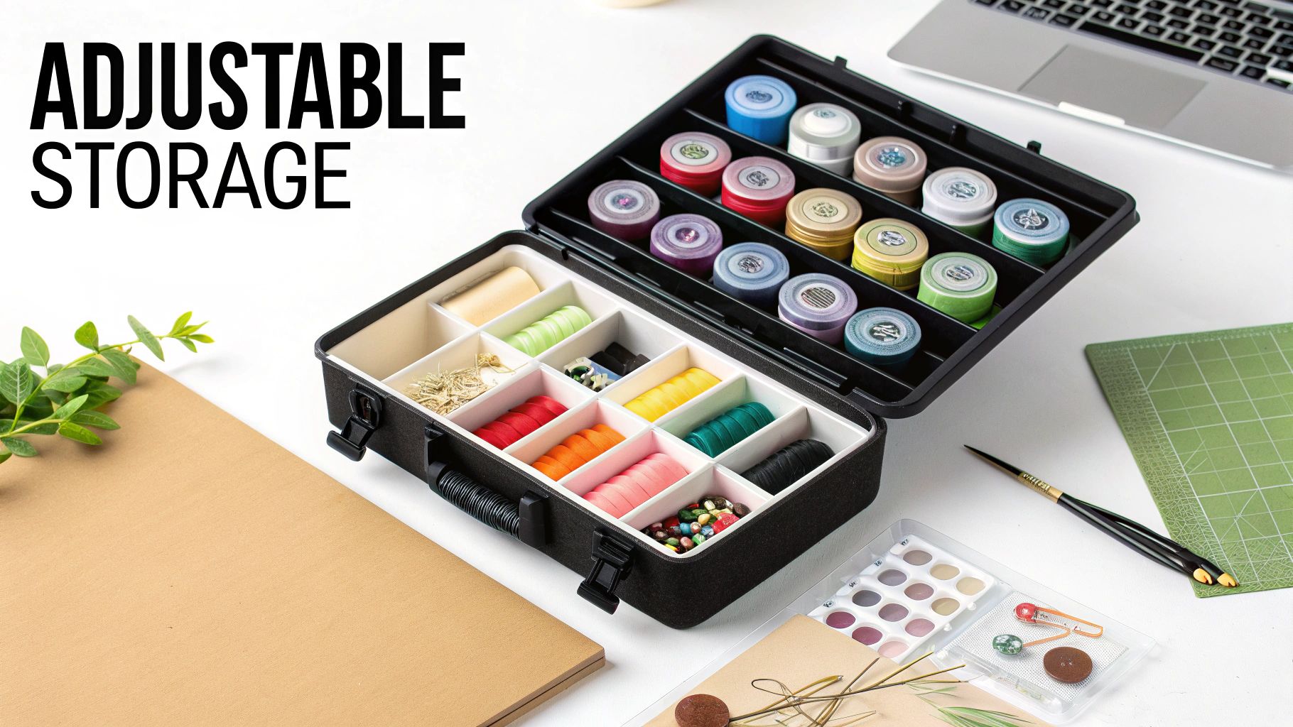 Thread Organizer Boxes with Adjustable Compartments