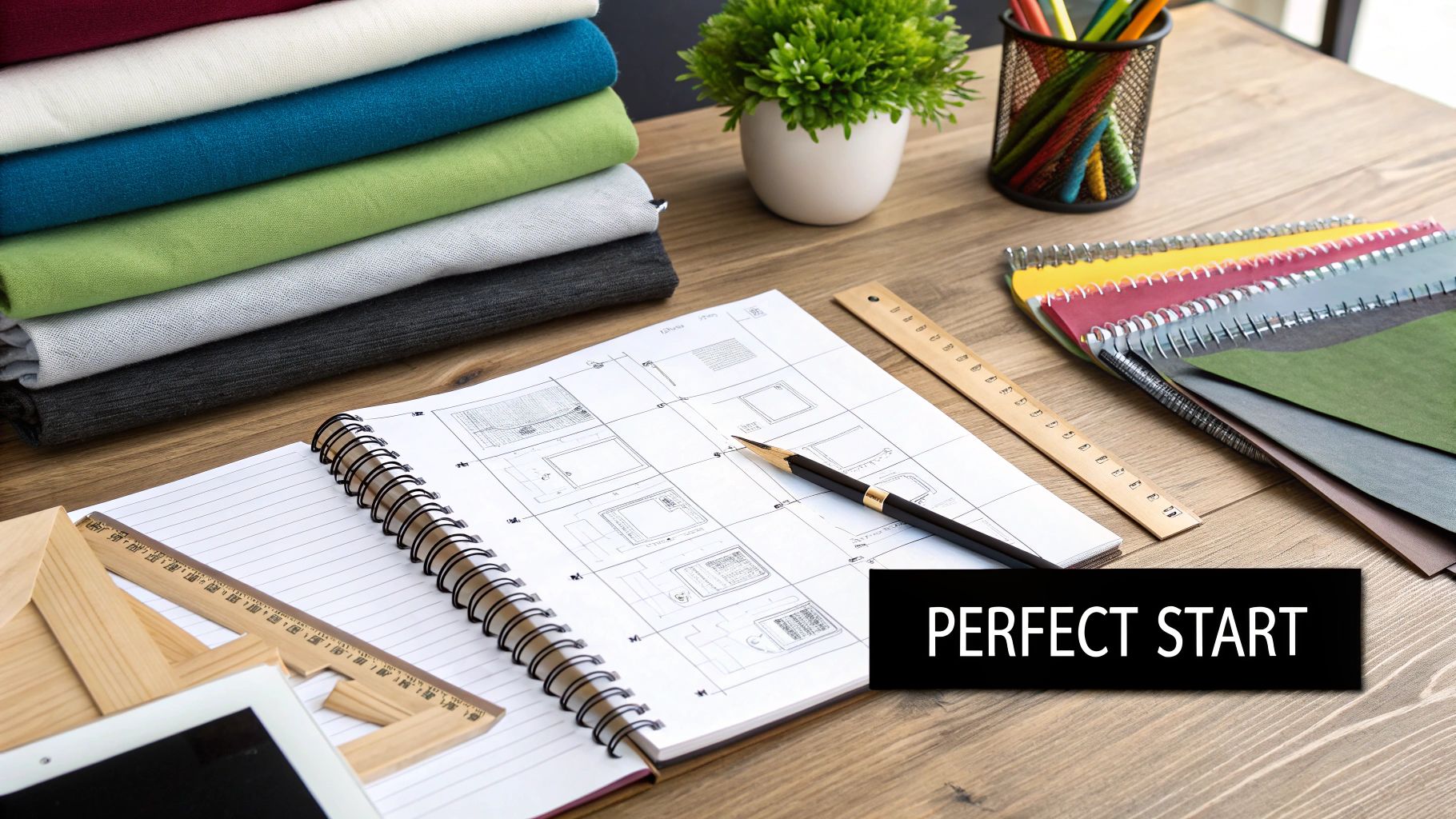 A person using a pencil to trace a design onto fabric laid over a lightbox