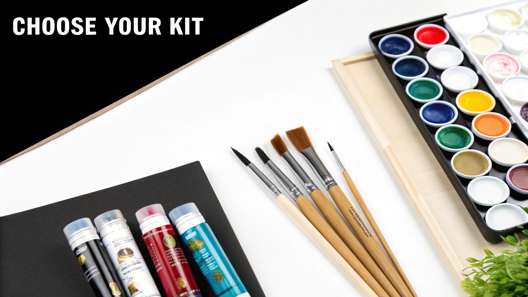 A person's hands holding a brush and painting a colorful paint by numbers canvas with various pots of acrylic paint nearby.