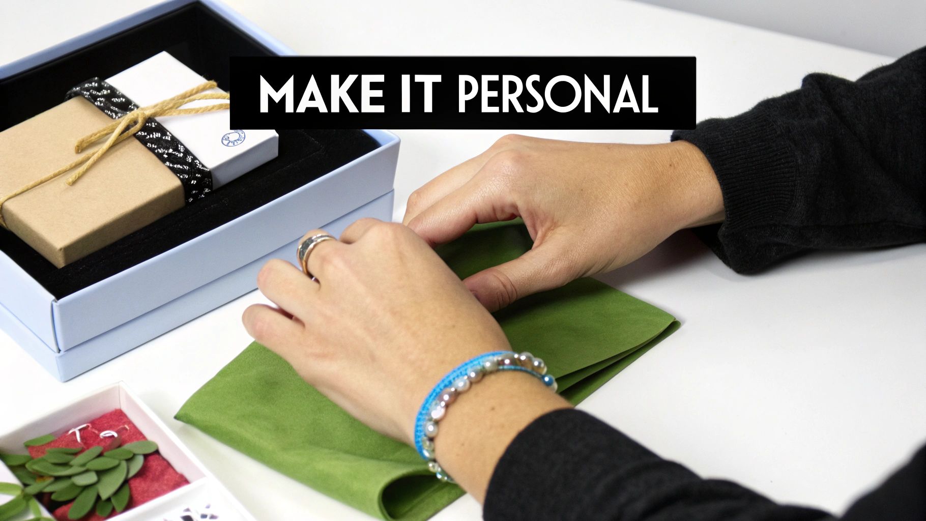 A woman smiling while painting a custom paint-by-numbers kit featuring a photo of her and her partner.