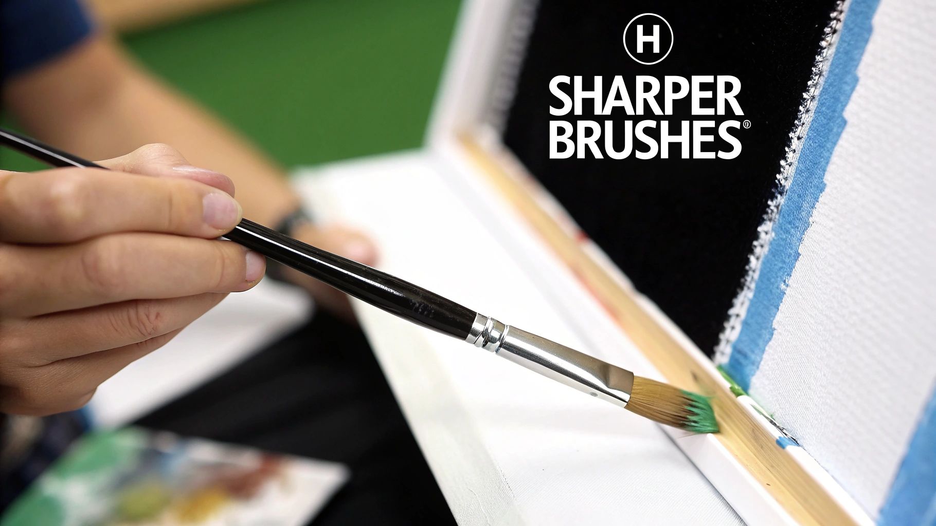 A collection of high-quality paint brushes for paint by number neatly arranged on a wooden surface