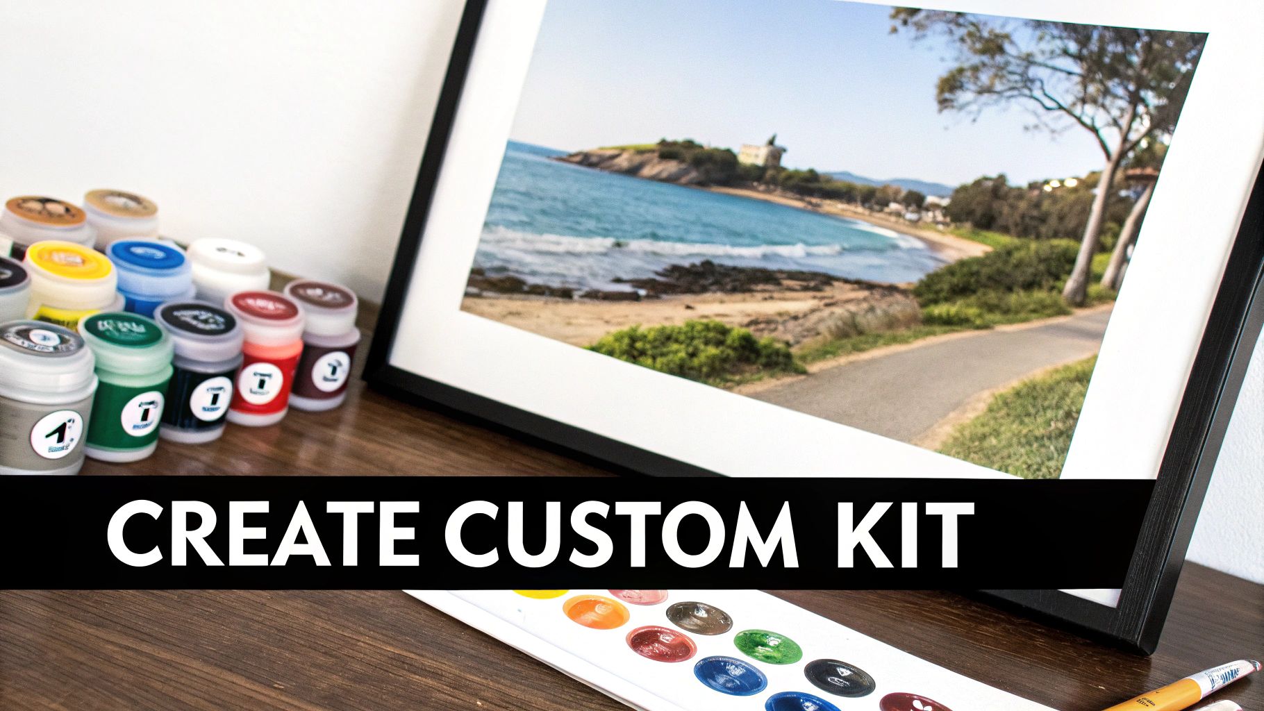 A custom paint by numbers kit created from a personal photograph of a pet dog.