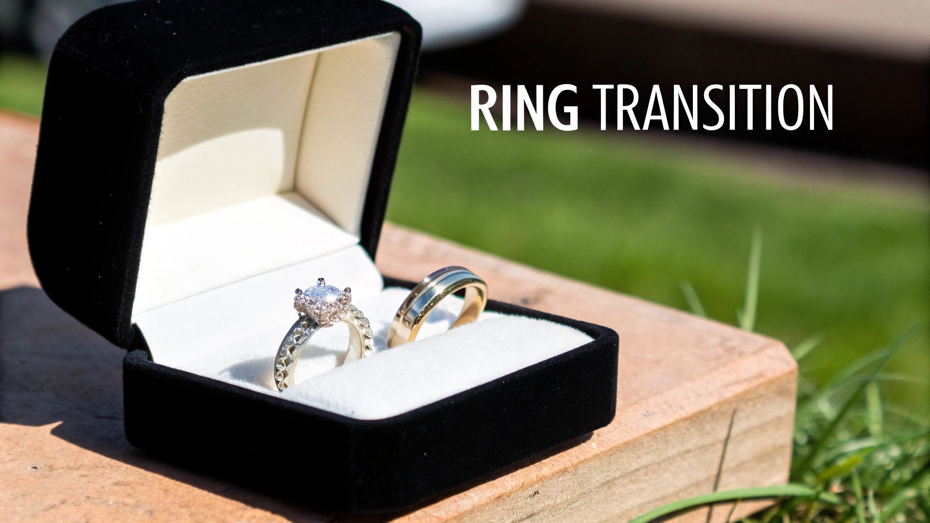 A close-up of a woman's hands, with one hand featuring a beautiful engagement ring and the other showcasing a promise ring.