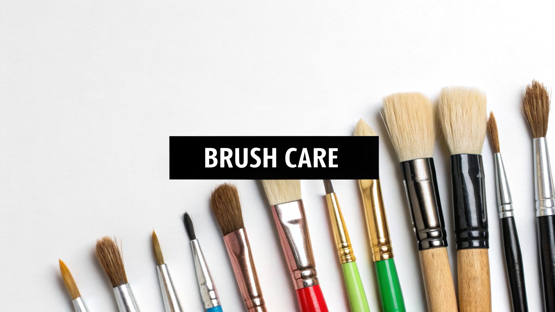 A collection of clean paintbrushes of various sizes and shapes neatly arranged on a wooden surface, ready for a painting project.