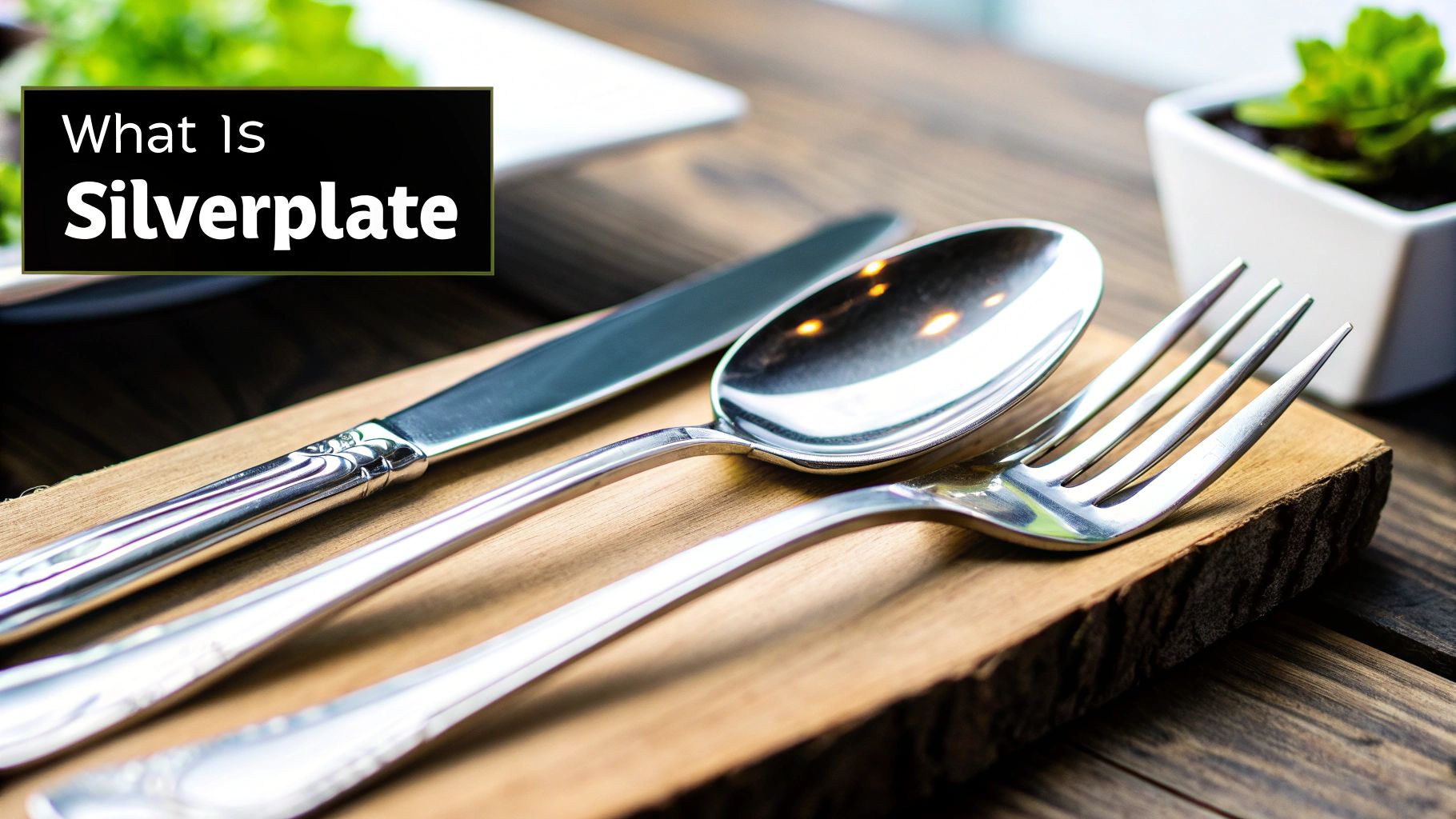 Elegant silverplate cutlery and serving dishes arranged on a table