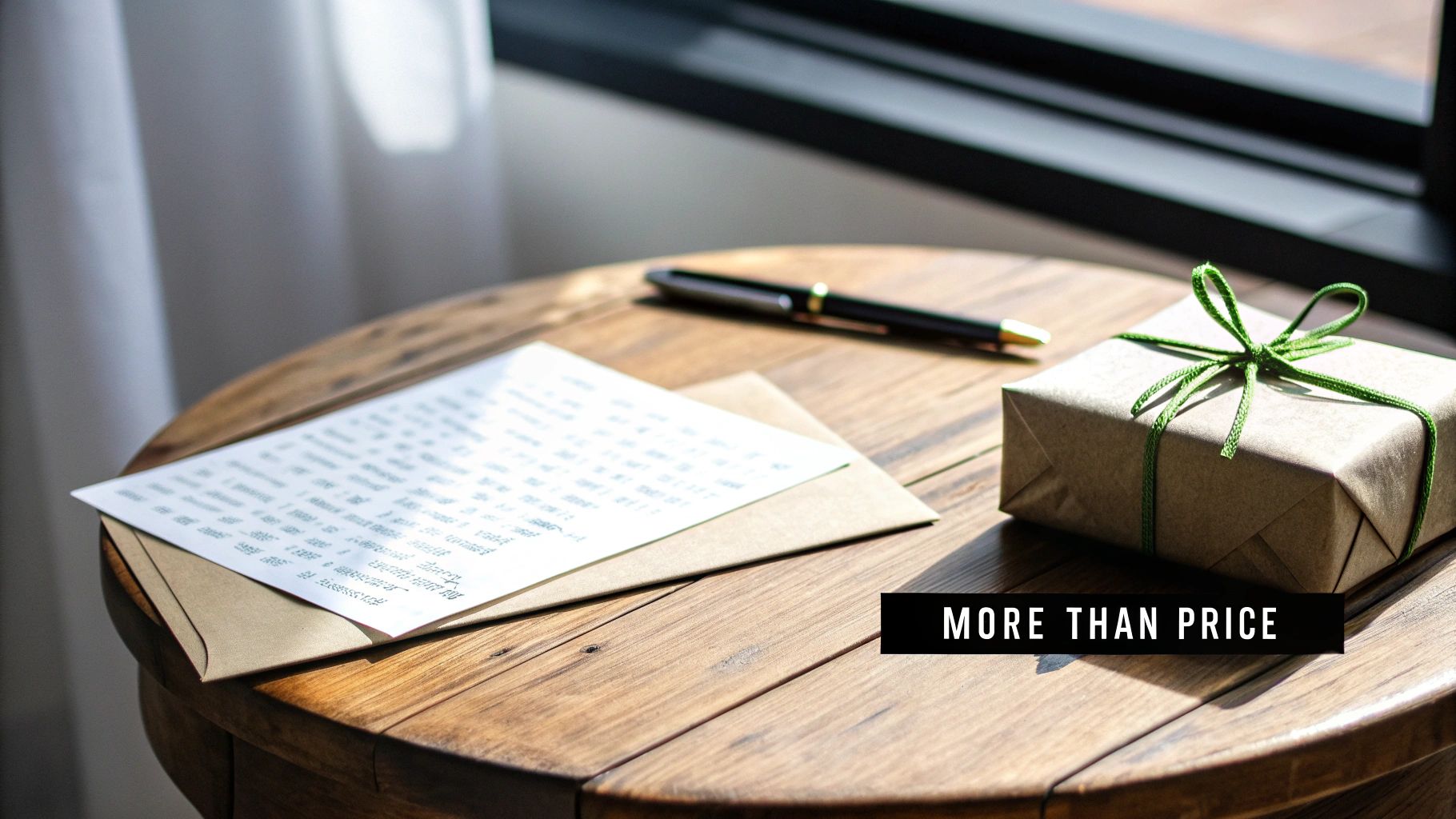 A couple exchanging a beautifully wrapped Christmas gift in a cozy, festive setting.