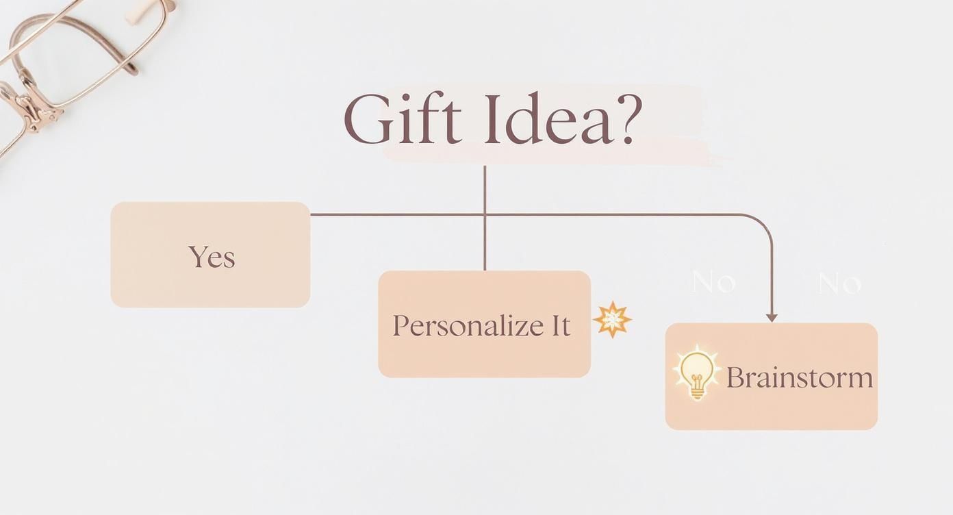 Infographic decision tree for choosing personalized gifts.
