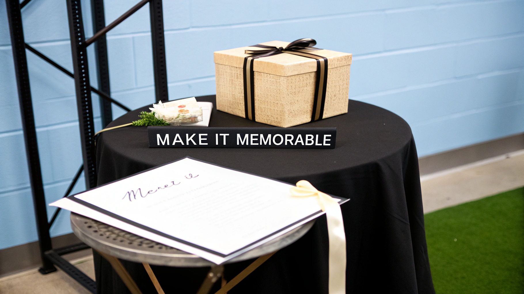 A beautifully wrapped gift box with a red ribbon being opened.
