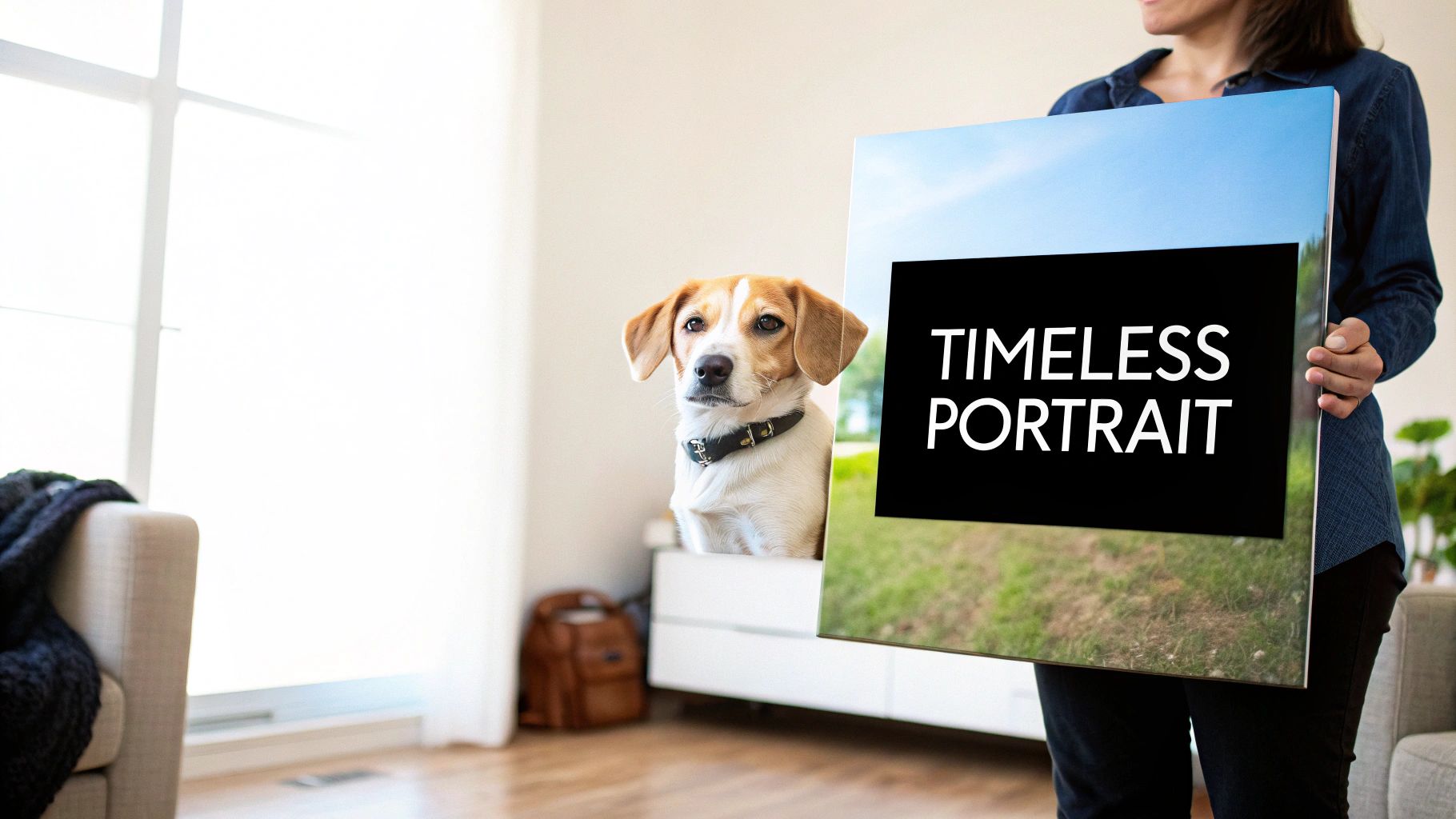 A person painting a portrait of their dog using a paint-by-number kit.