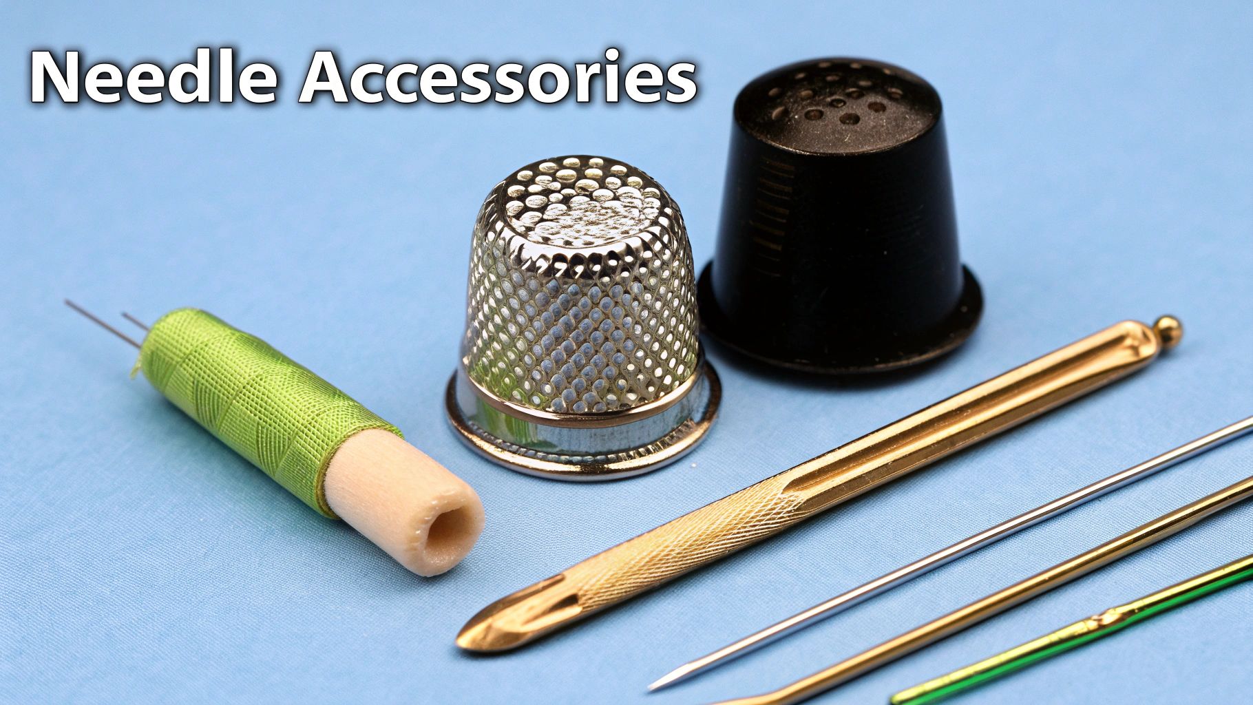 A close-up of a wooden embroidery hoop holding white fabric, with a needle and thread mid-stitch.