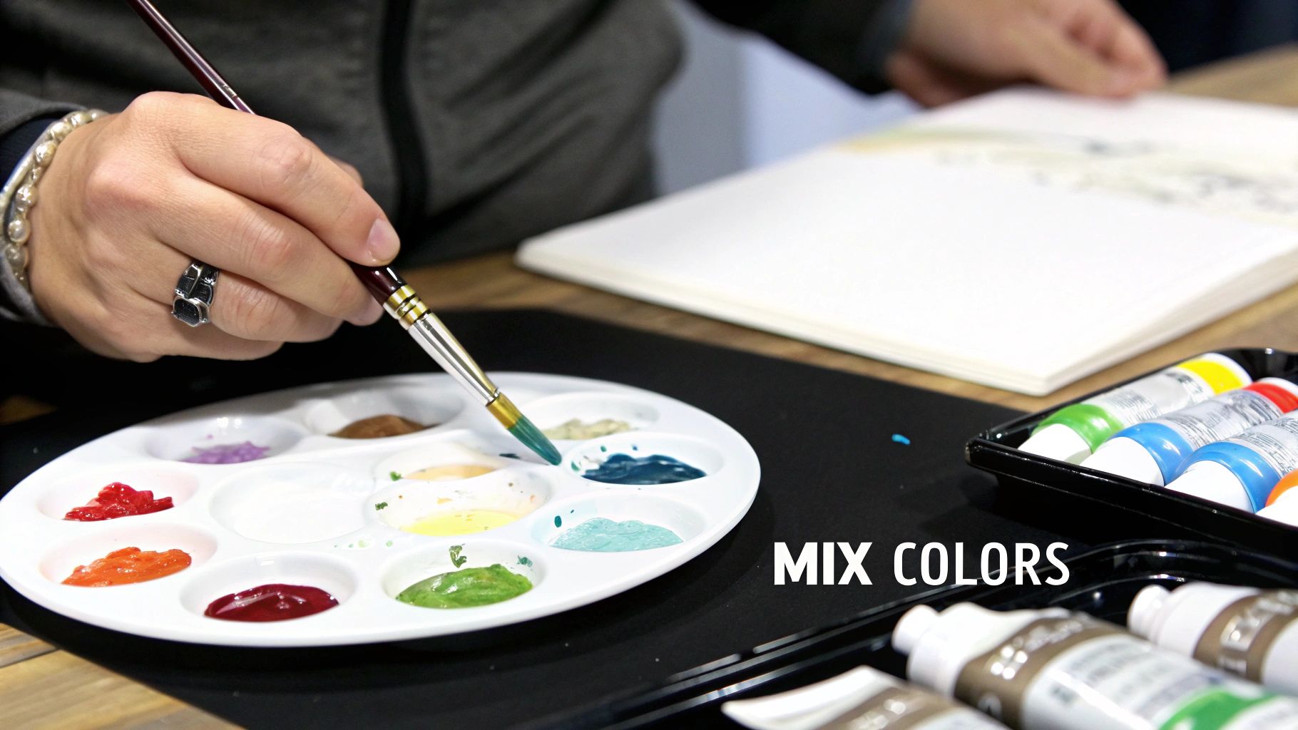 Mixing acrylic paint palette