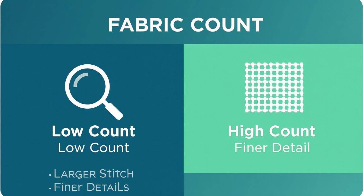 Infographic about cross stitch fabric counts