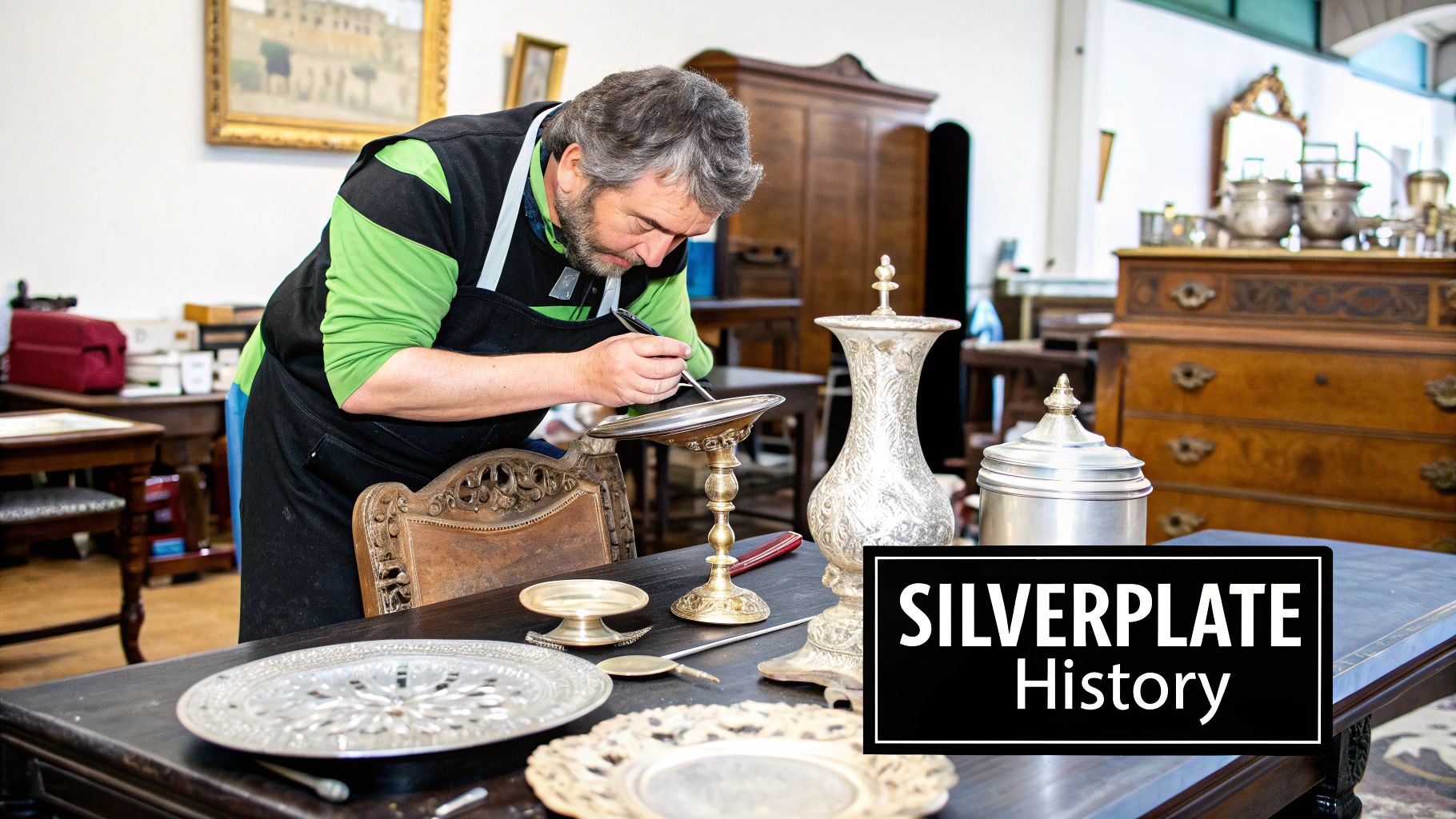 A vintage advertisement showcasing elegant silverplate tableware, implying affordability and style for middle-class homes.