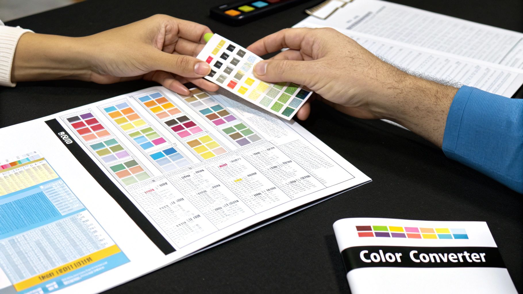 A variety of colorful embroidery threads neatly organized, illustrating the need for color conversion charts.