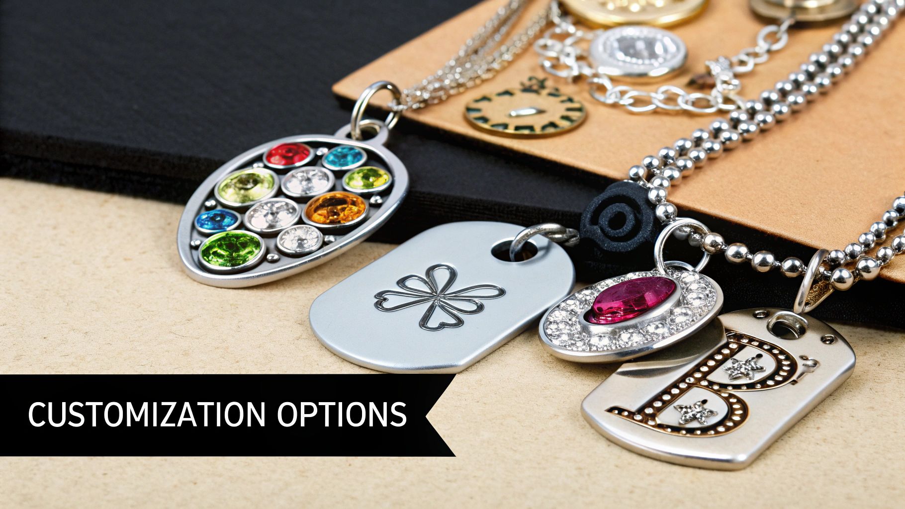 A person choosing between different types of metal jewelry.