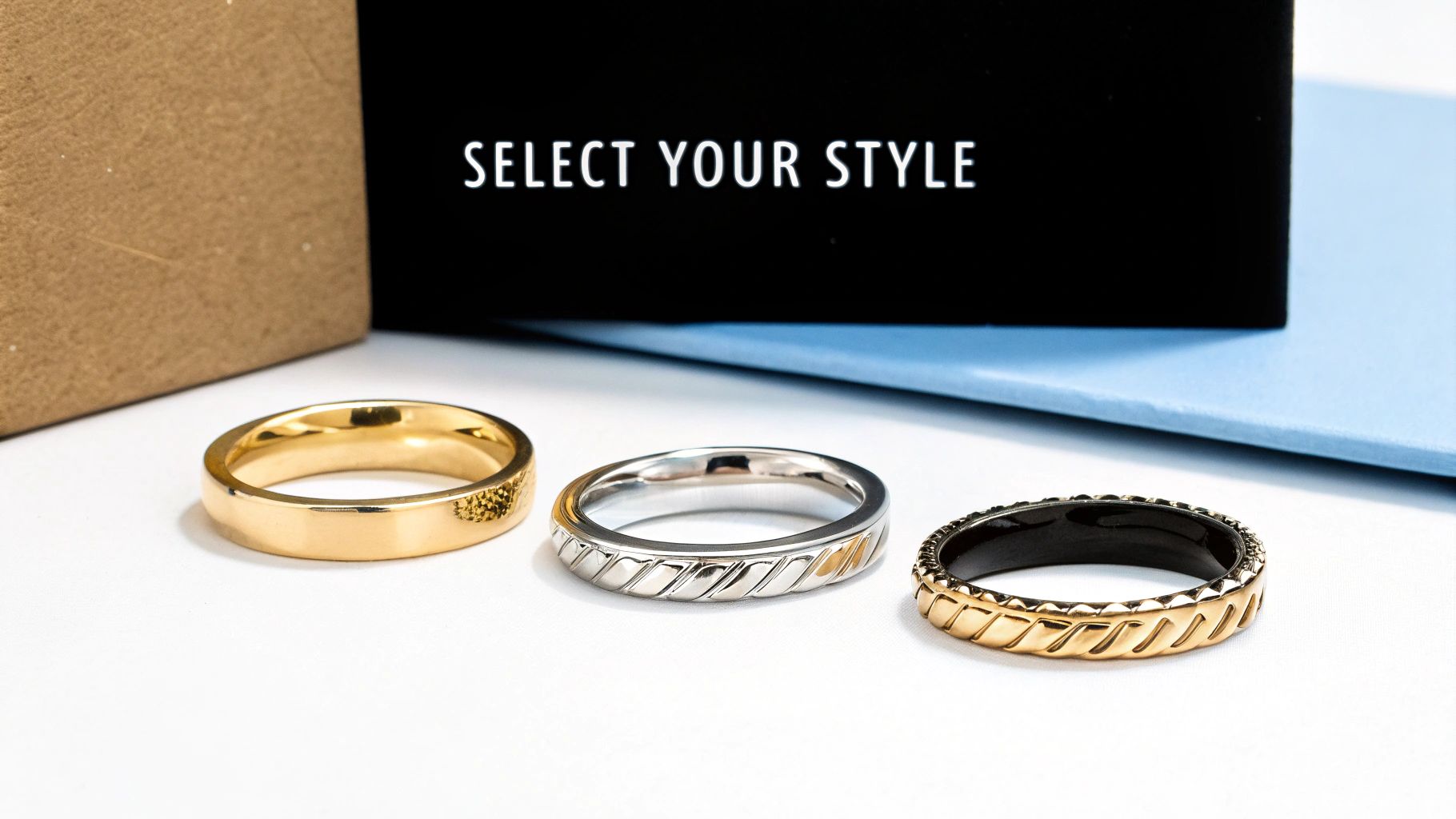 A close-up of a delicate gold ring with a sparkling birthstone held between two fingers.