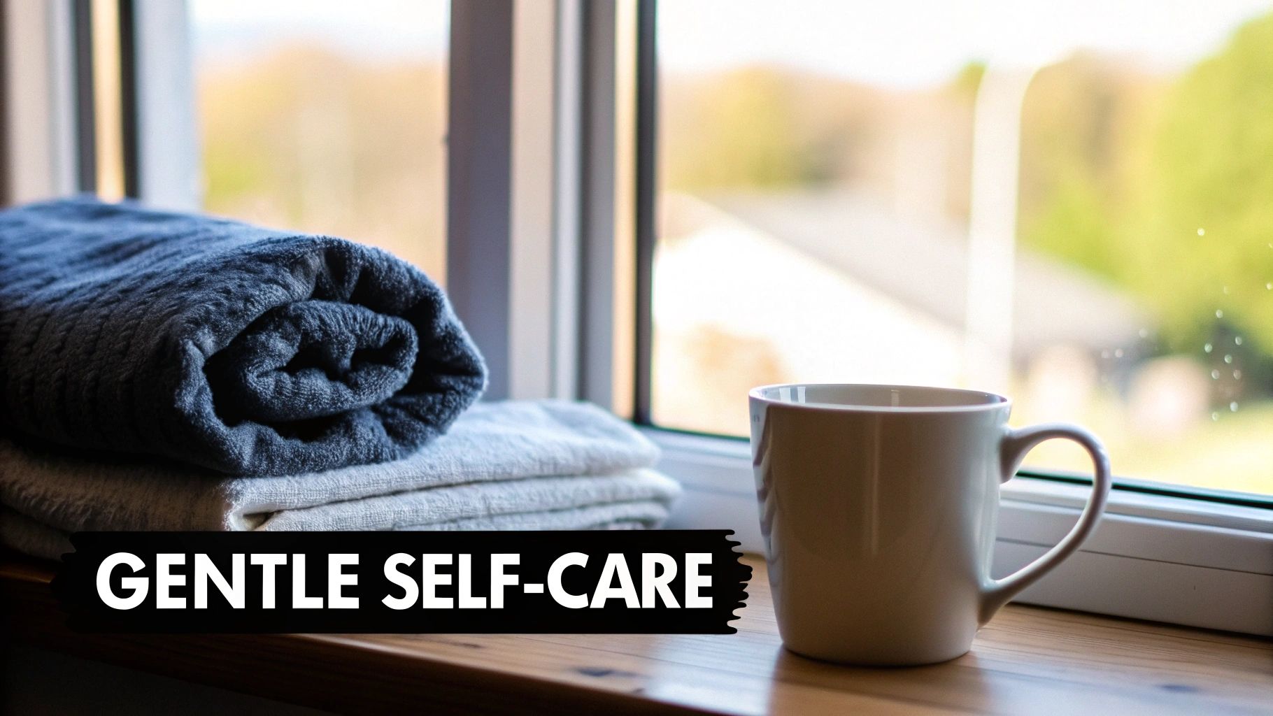 A person holding a warm mug, finding a moment of comfort.