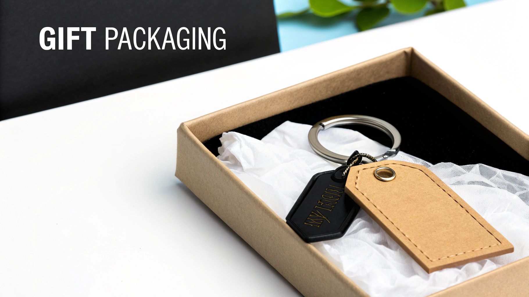A crafted keychain in eco packaging
