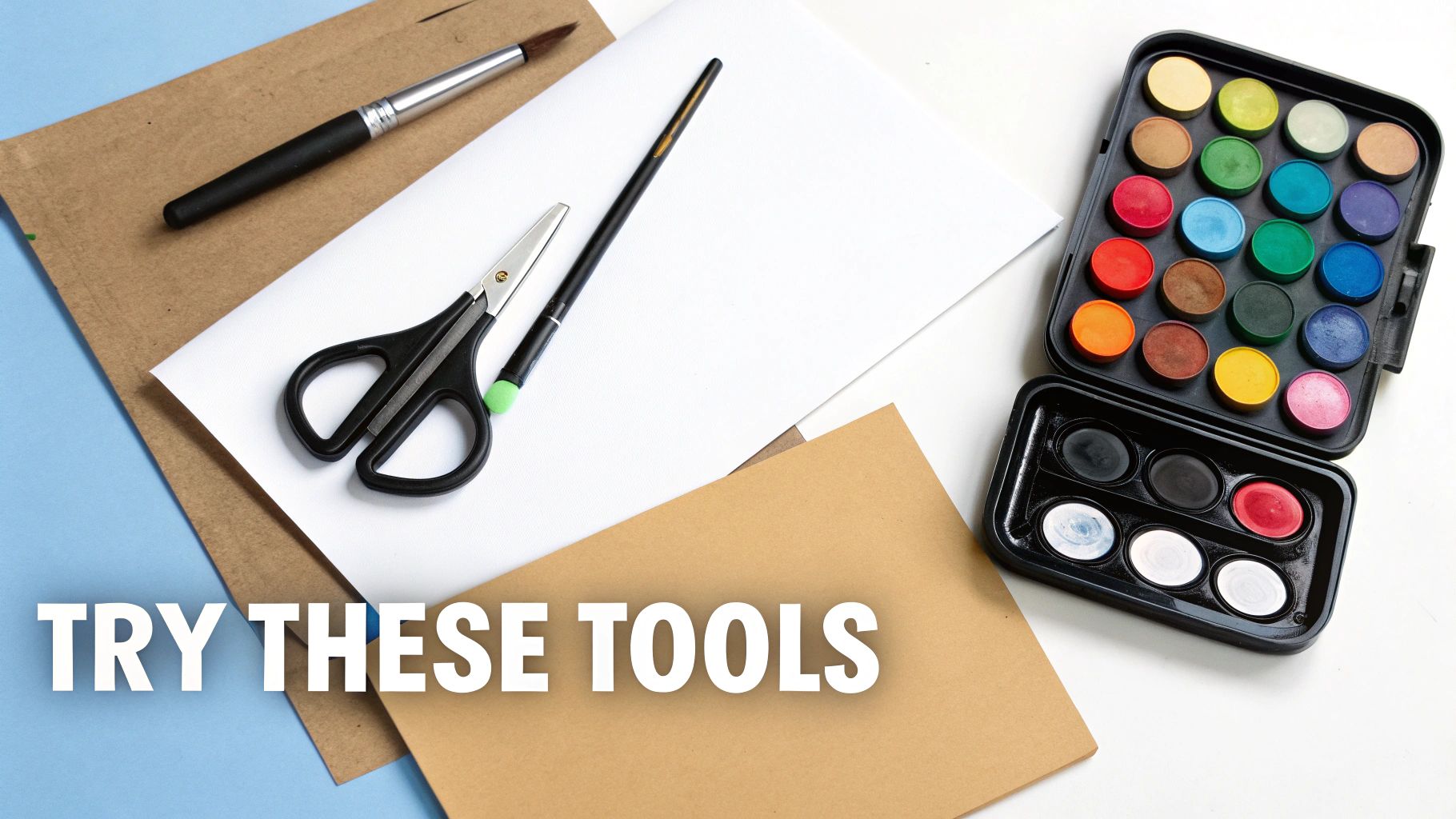 A person working on a paint-by-number canvas with various art supplies around them.