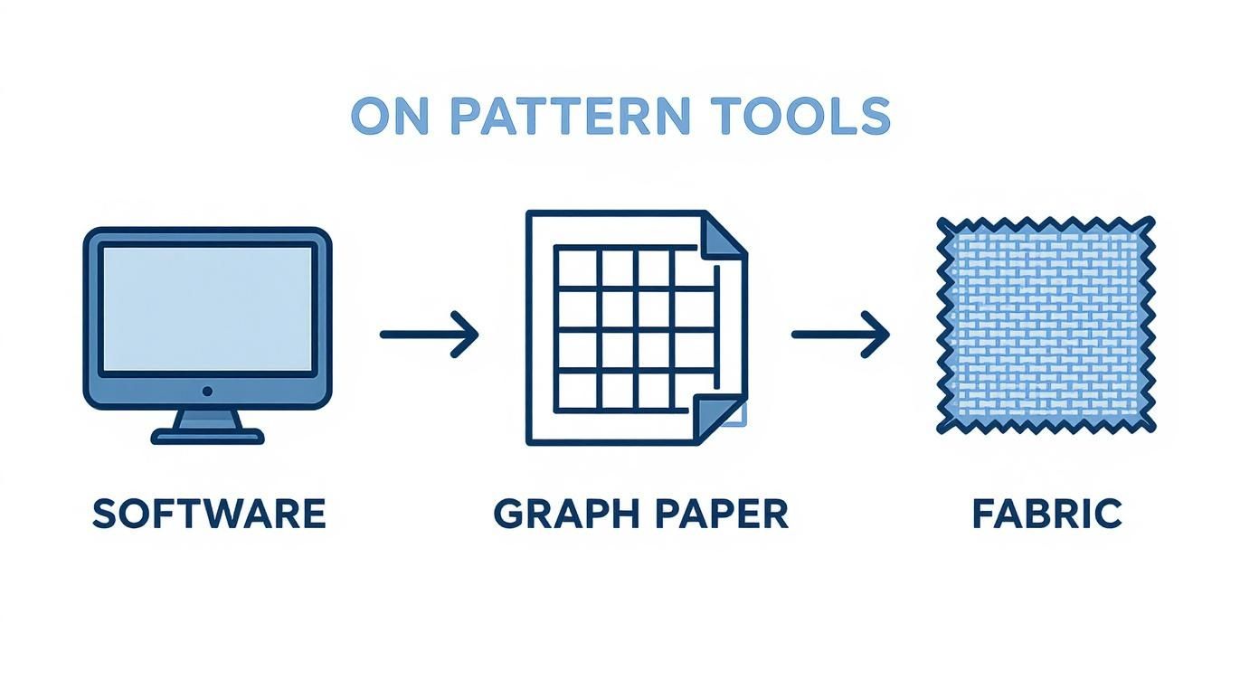 Infographic about how to create cross stitch pattern