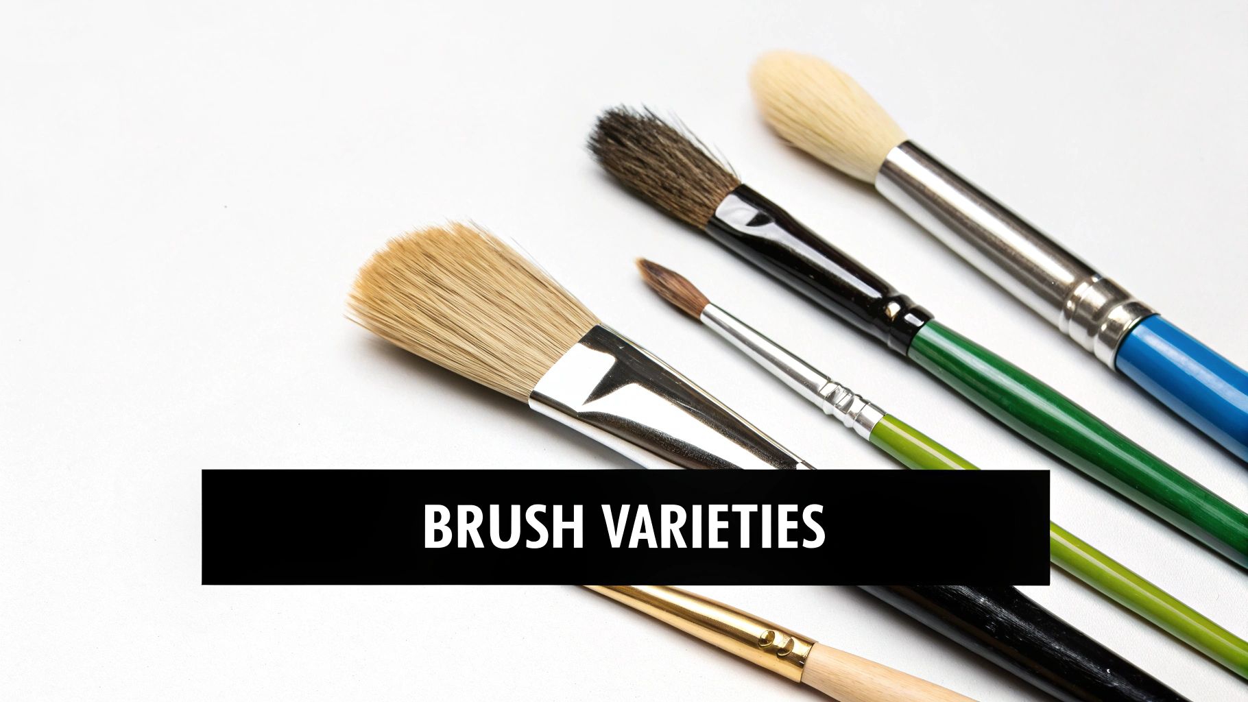 A set of paint by numbers brushes next to numbered paint pots on a canvas