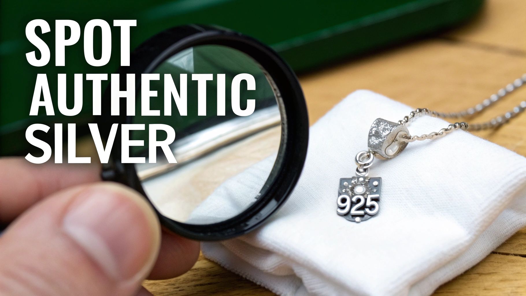 A close-up of a hallmark stamp on a piece of 925 sterling silver jewelry.