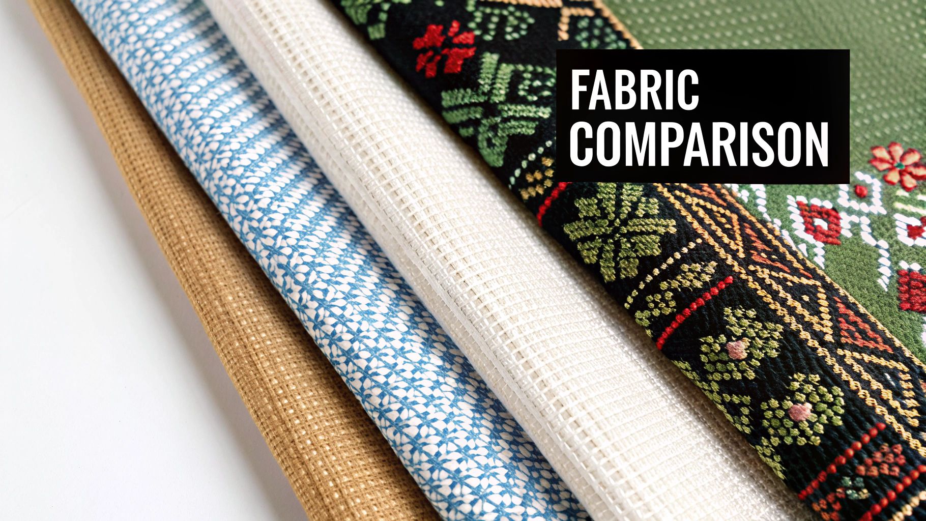 Different types of cross stitch fabric in various colors and counts.