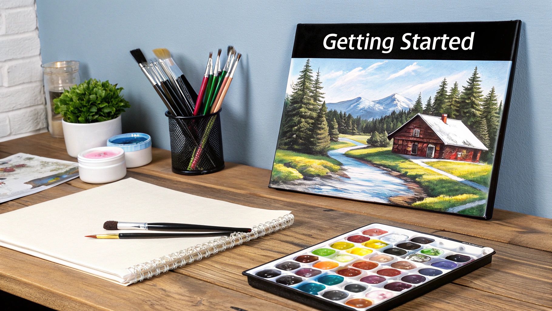 A person's hands holding a paintbrush and painting a numbered canvas.