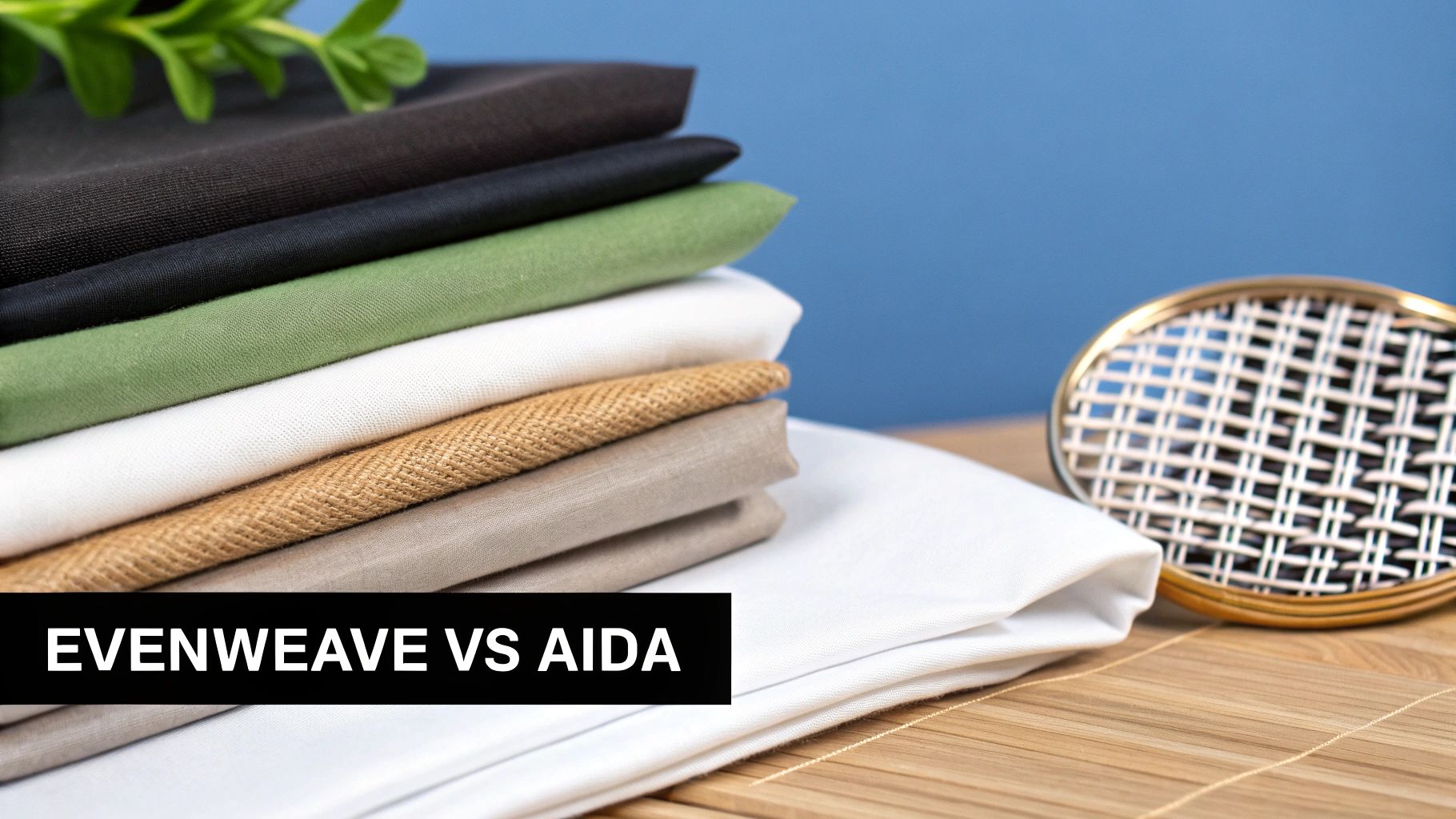 A close-up shot of a cross stitch project in progress, with a needle and thread visible, showcasing the fabric's weave.