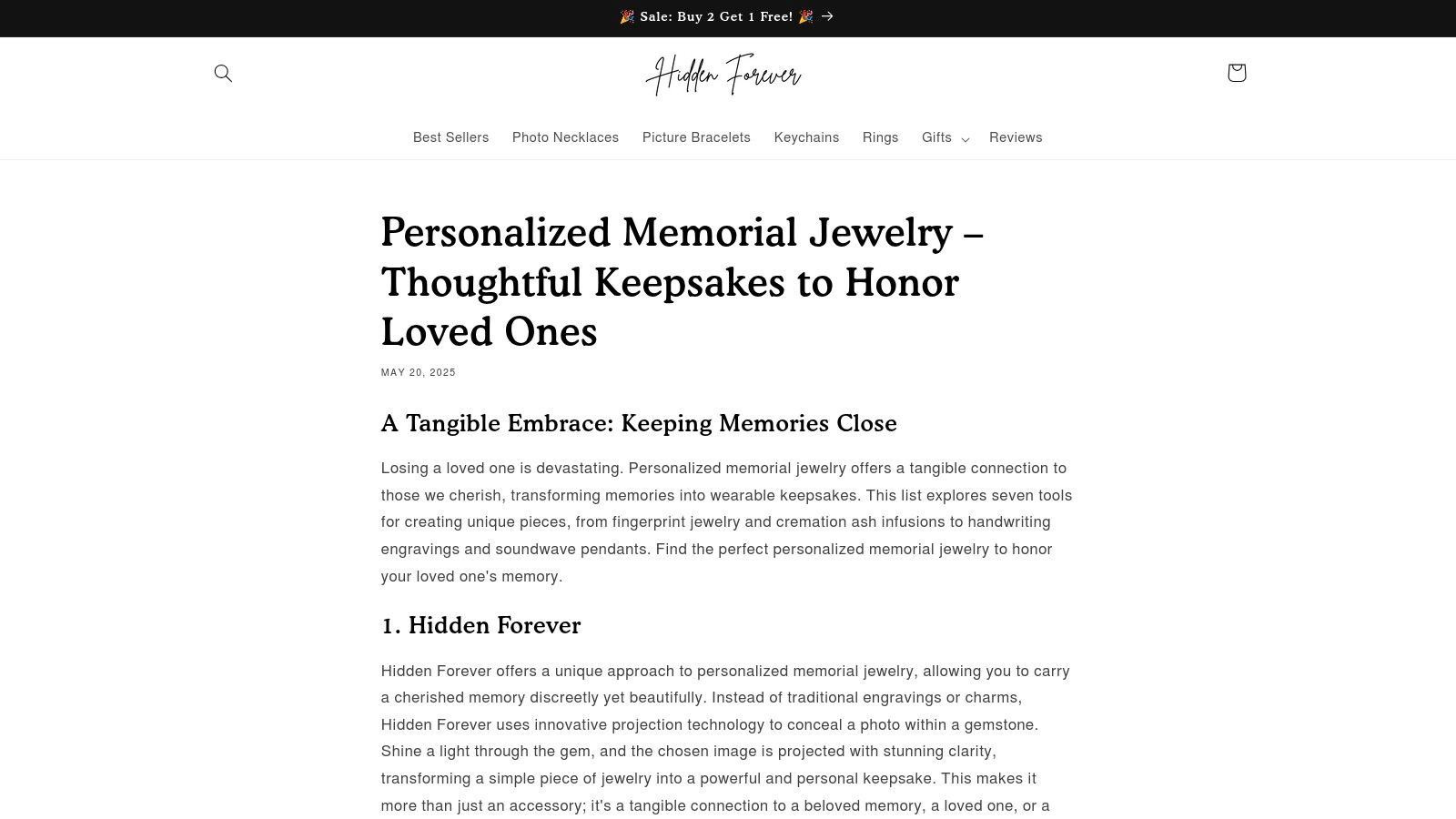 Projection Jewelry - Personalized Memorial Jewelry Thoughtful Keepsakes To Honor Loved Ones