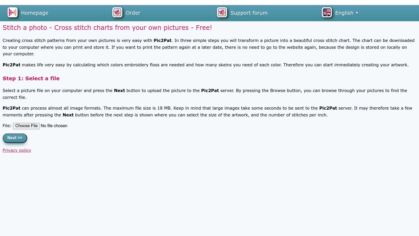 Pic2Pat – Free Photo-to-Pattern Converter (DMC-based)