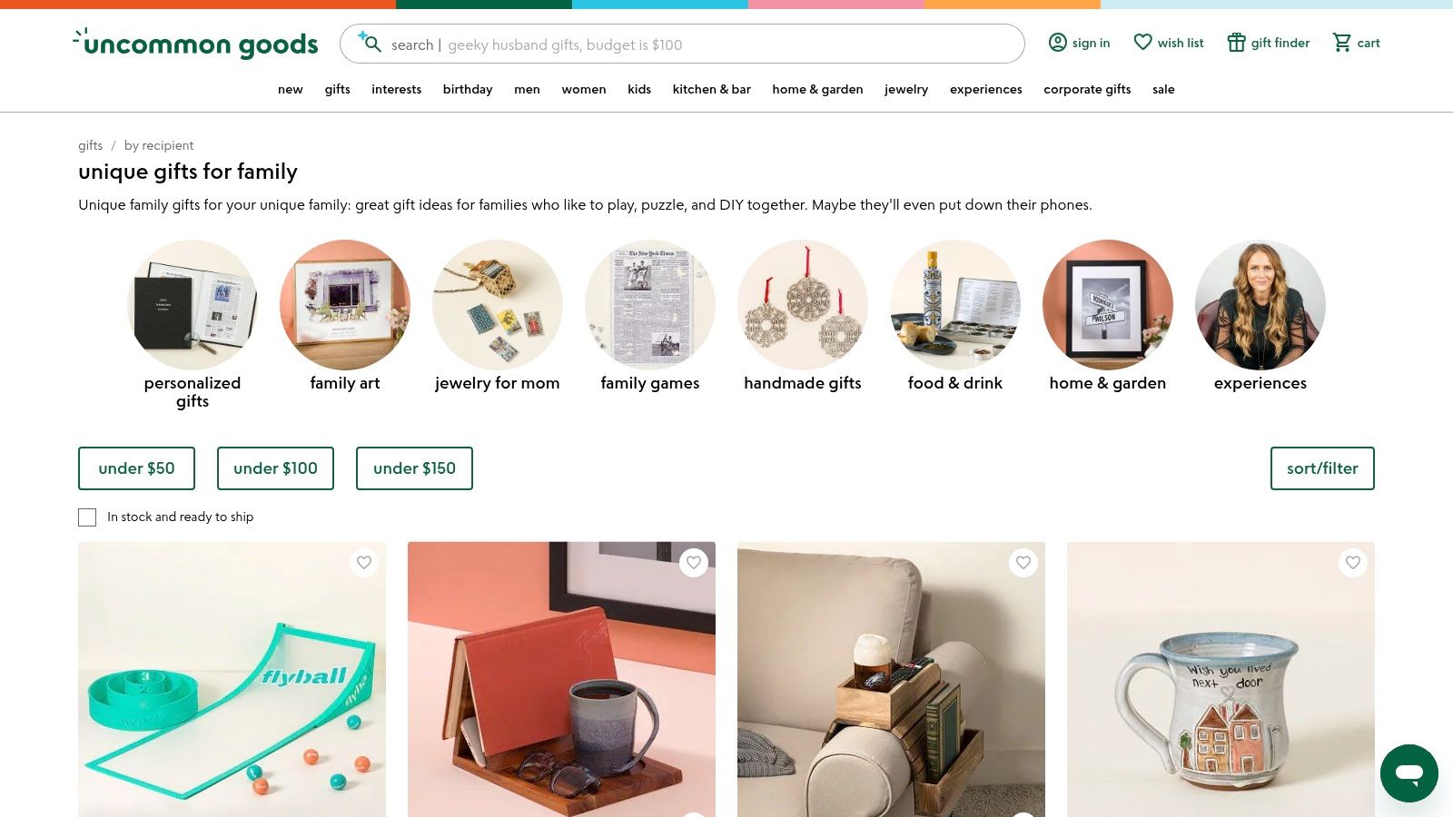 Uncommon Goods – Gifts for Family collections