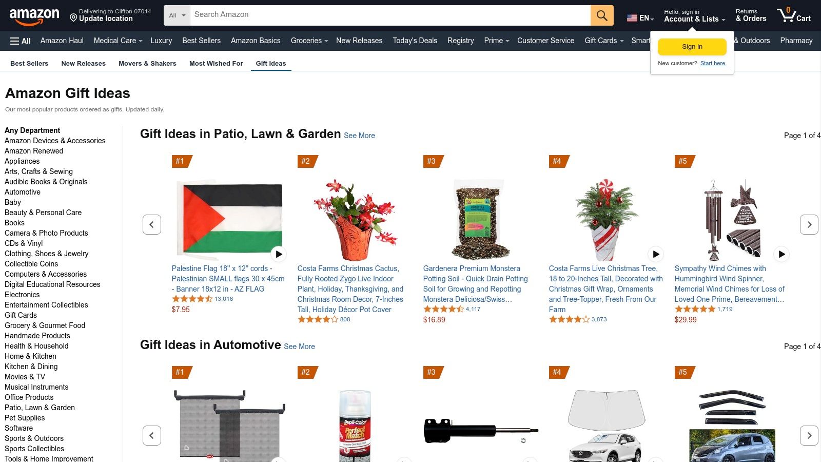 Amazon - "Gift Ideas" (Most-Gifted) hub