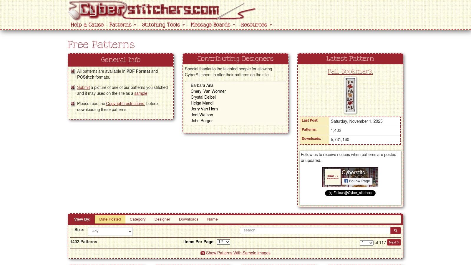 Cyberstitchers – Free Patterns Archive
