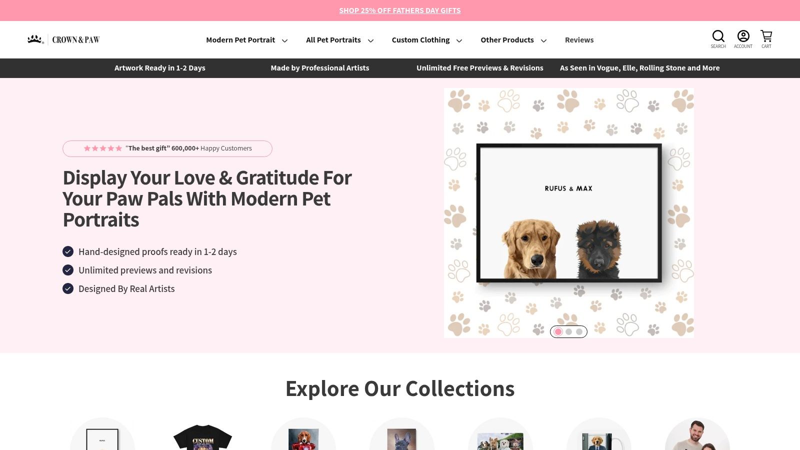 Custom Pet Portrait Canvas by Crown & Paw