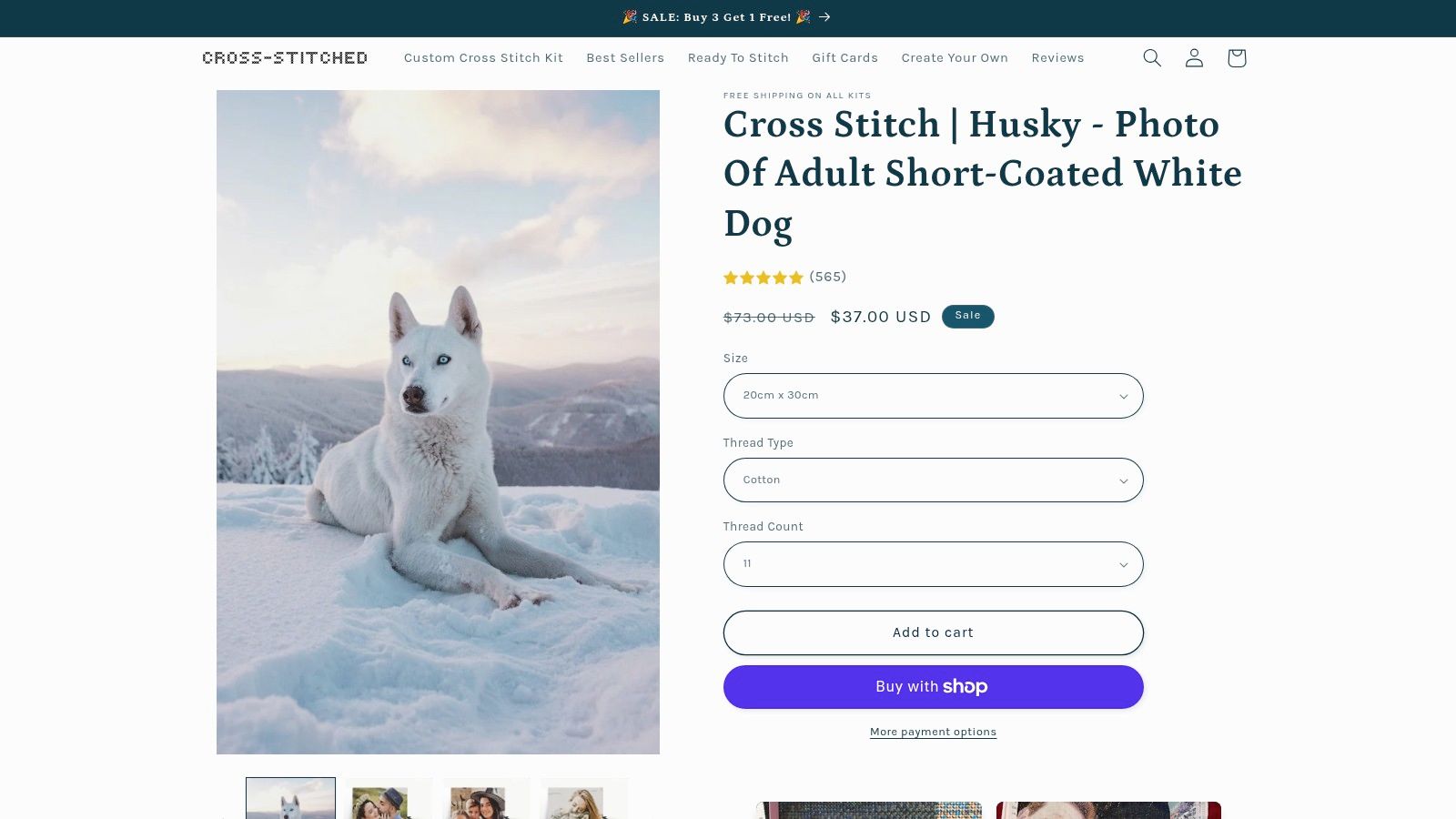 Cross Stitch | Husky – Photo Of Adult Short-Coated White Dog