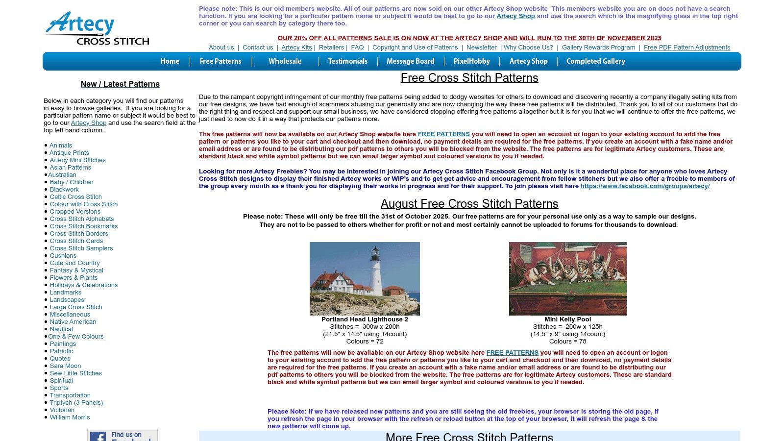 Artecy Cross Stitch – Free Patterns