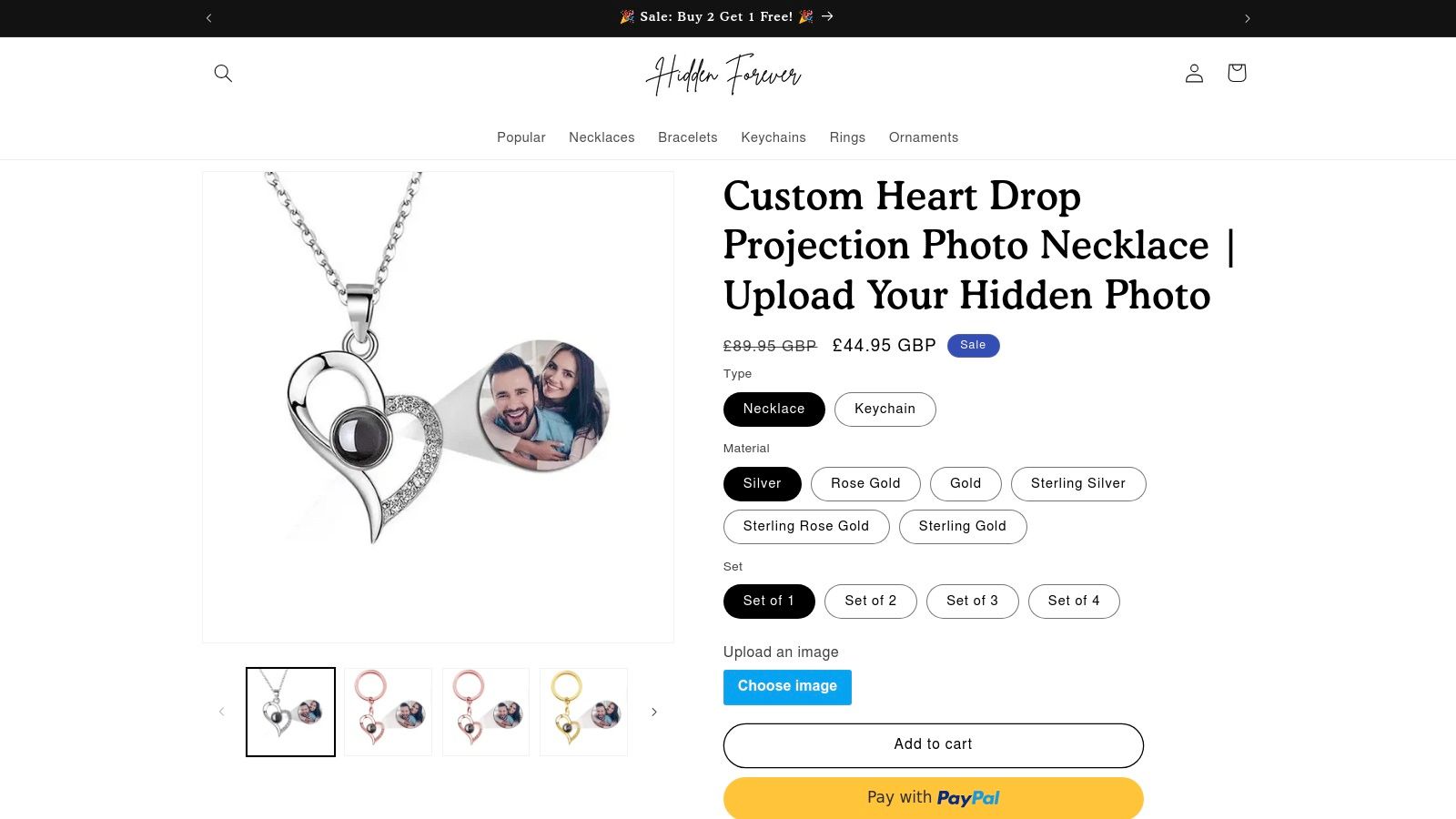 1. Hidden Forever: Custom Heart Drop Projection Photo Necklace