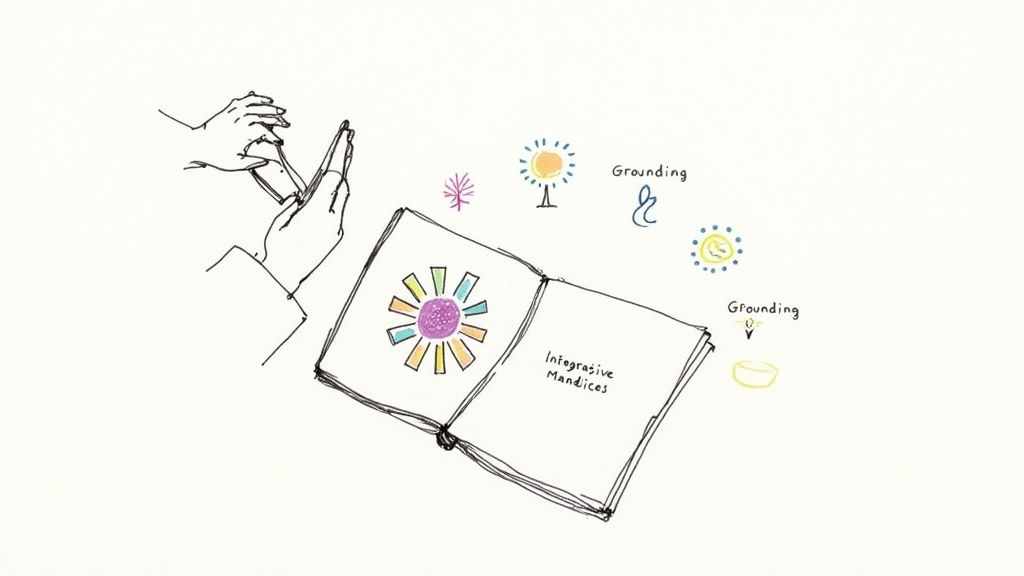 A person sitting in a calm, natural setting, journaling in a notebook, symbolizing the integration process after a breathwork session.