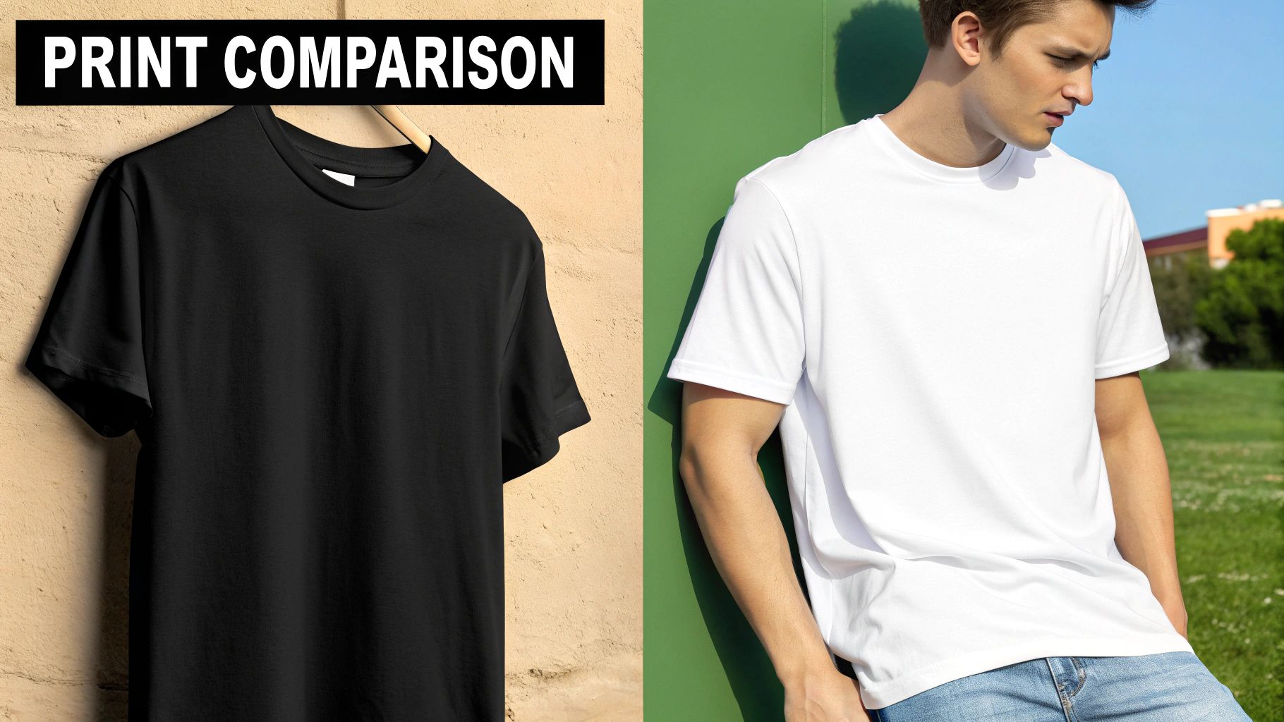 A close-up shot of a vibrant DTF print on a dark garment, showing its detail and texture.