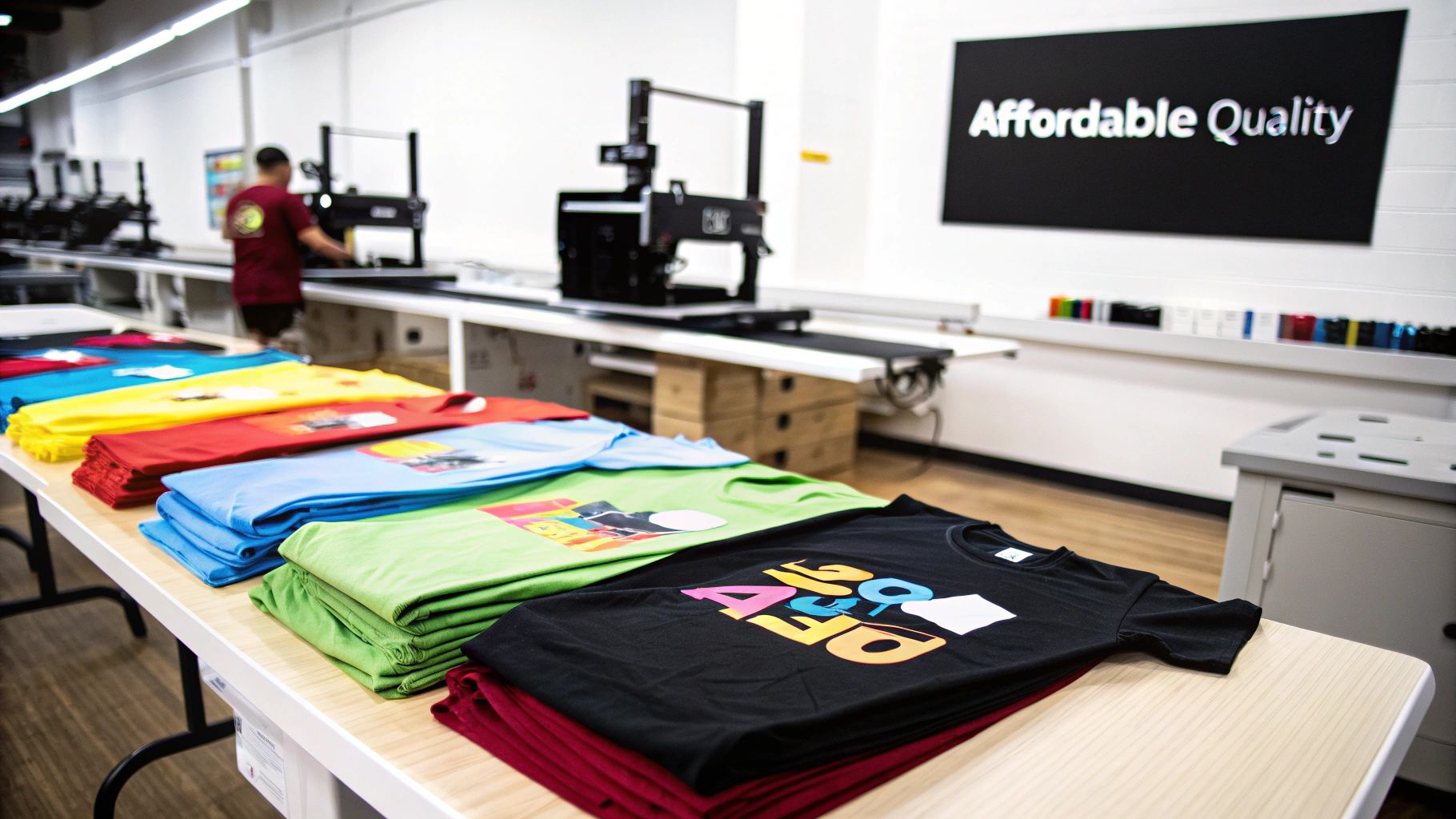 A close-up shot of a vibrant DTF transfer being peeled off a custom-printed t-shirt