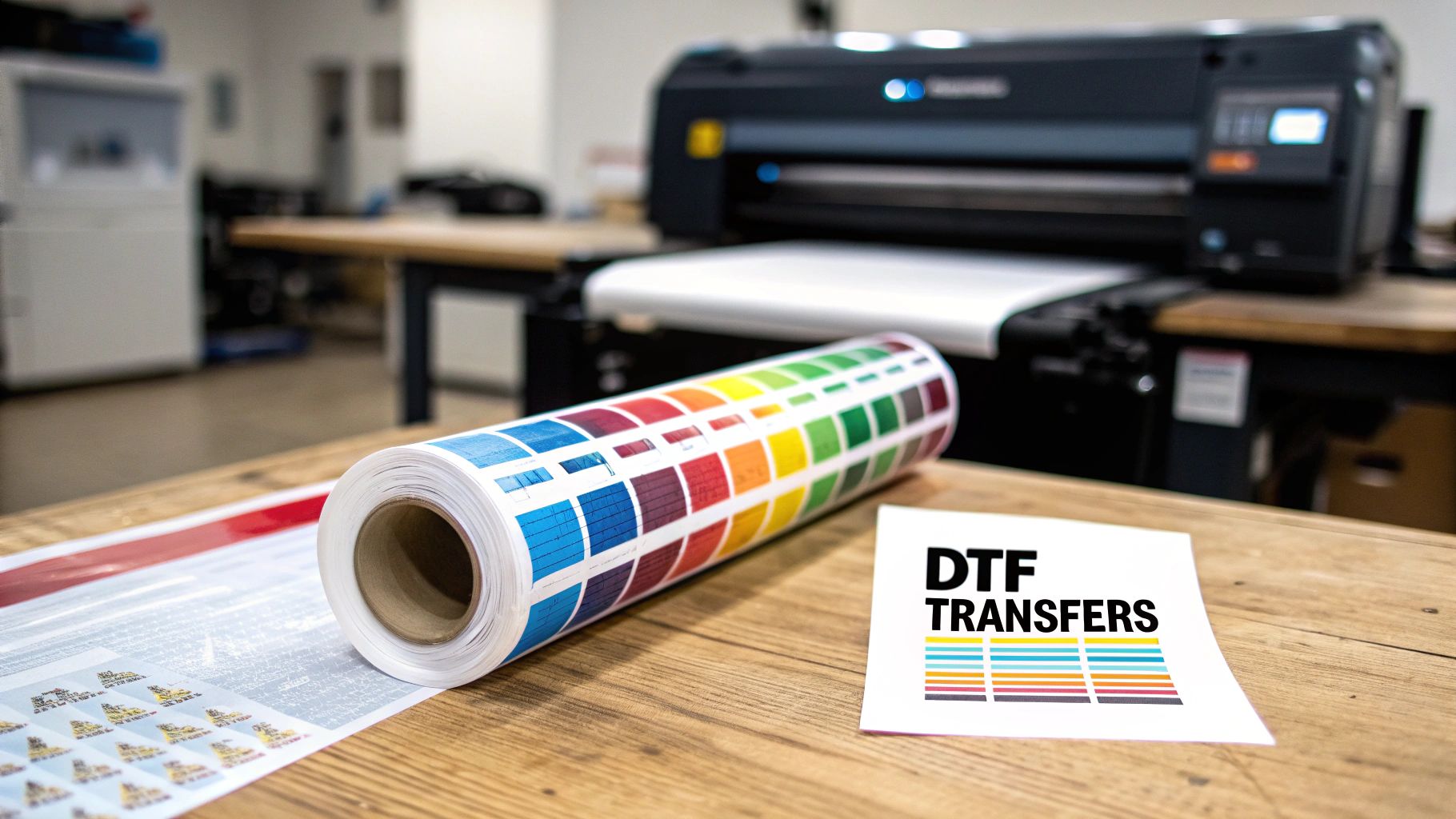 A collection of vibrant DTF transfers ready for application