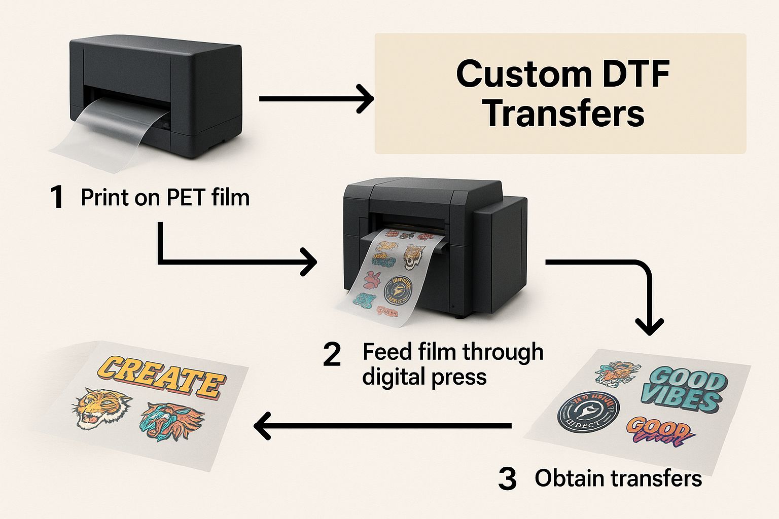 Infographic about custom dtf transfers