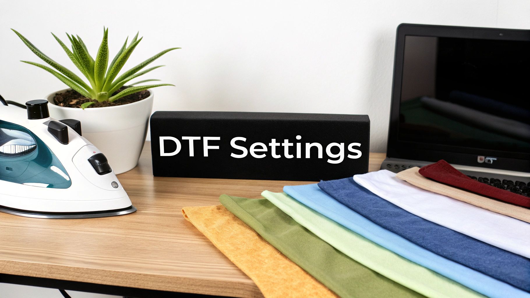 A person using a heat press machine to apply a DTF transfer to a grey t-shirt.