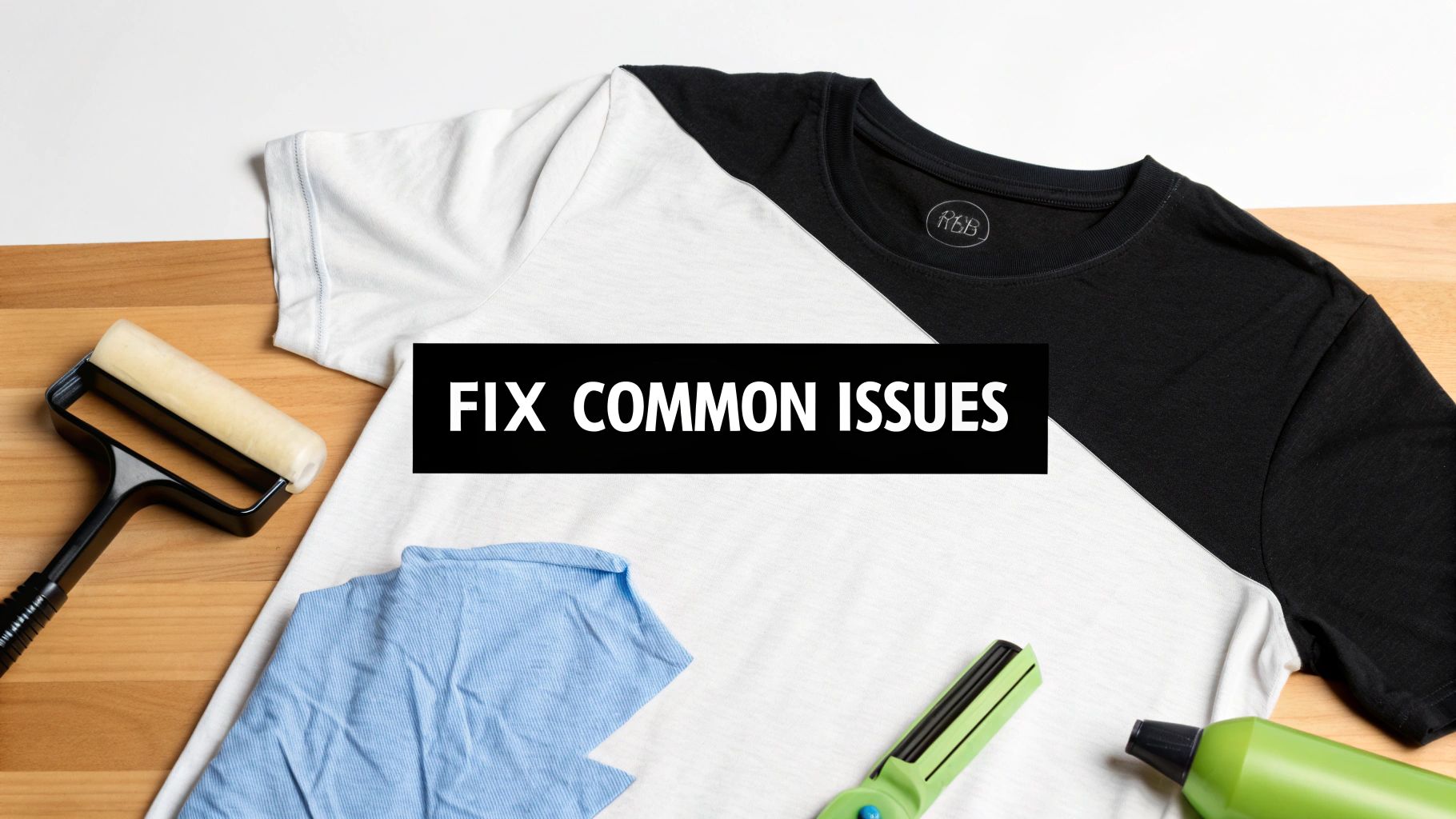 A close-up shot of a white t-shirt with a cracked and peeling printed design, highlighting a common transfer paper problem.