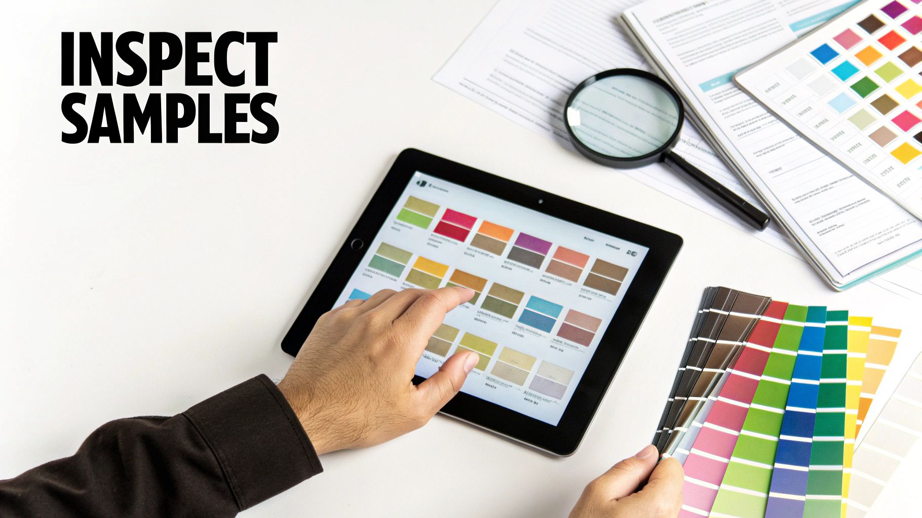 A person closely inspecting a freshly printed DTF transfer sheet, checking for colour accuracy and detail.