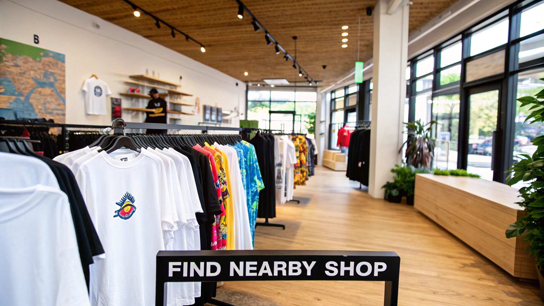 A close-up shot of a vibrant, detailed DTF print on a black t-shirt, showing sharp lines and rich colours.