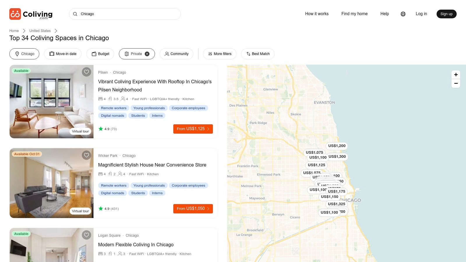 Coliving.com – Chicago Aggregator/Marketplace